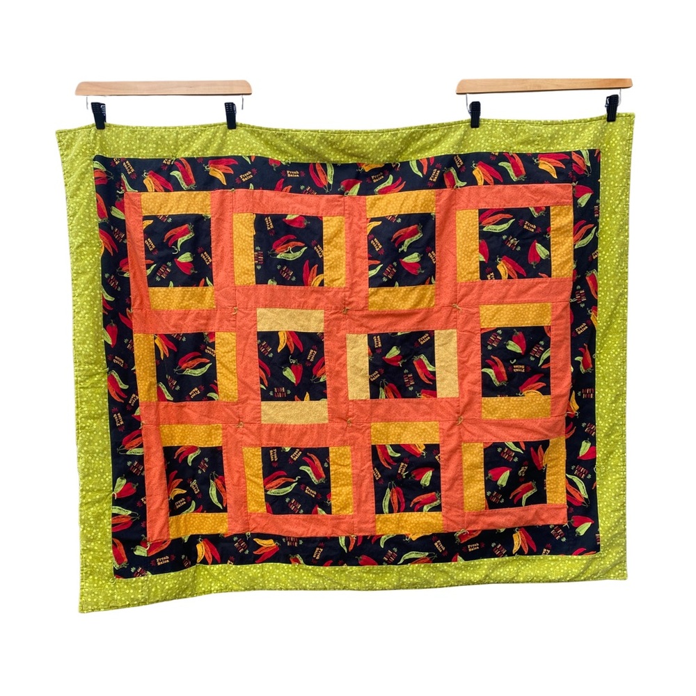 Cheerful Chilli Peppers 🌶️ Handmade Patchwork Quilt